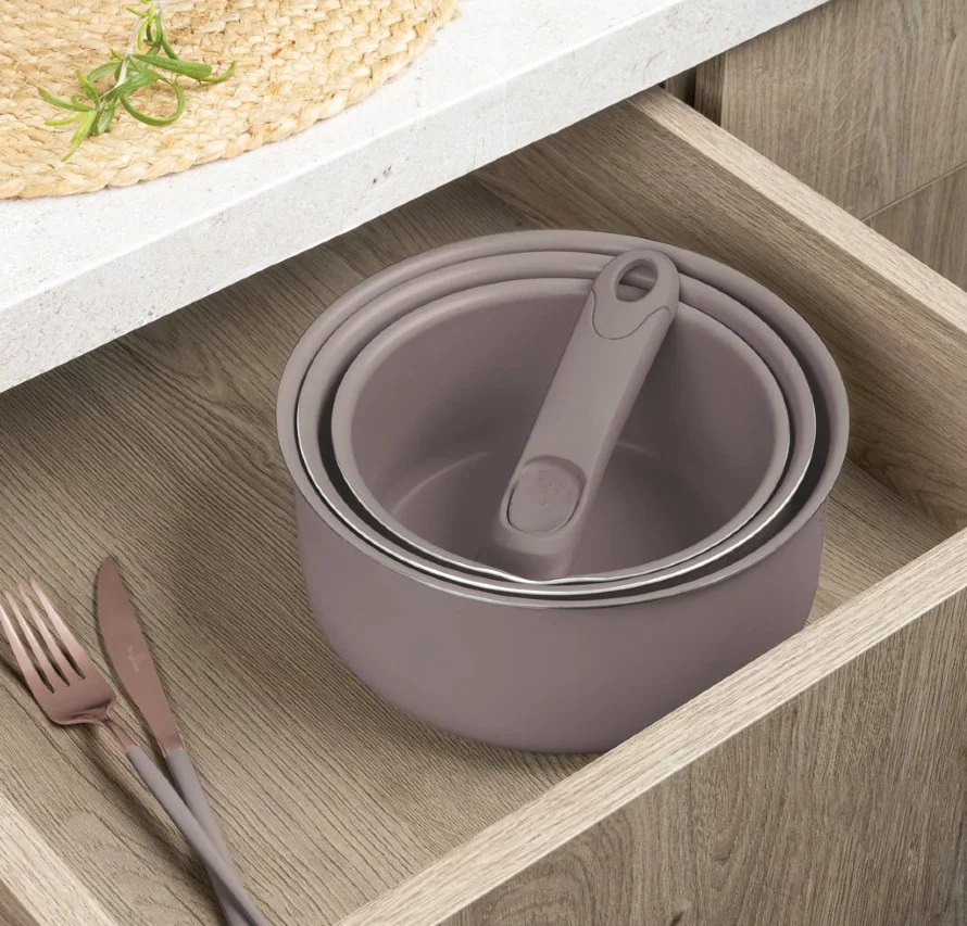 Berlingerhaus Sada nádobí s titanovým povrchem 13 kusů Taupe Nordic Collection