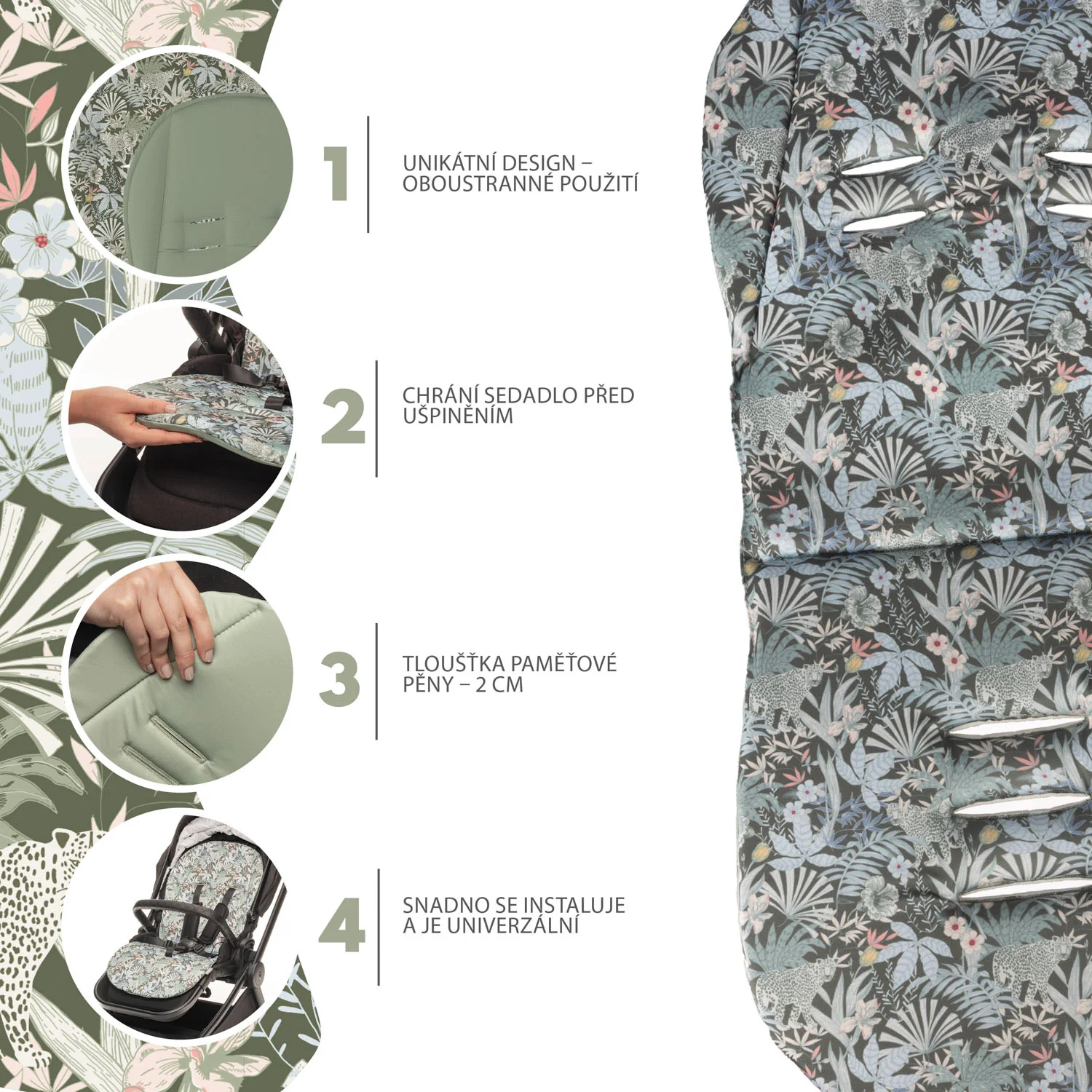 Zopa Podložka do kočárku z paměťové pěny Comfort, Madagaskar Green 4