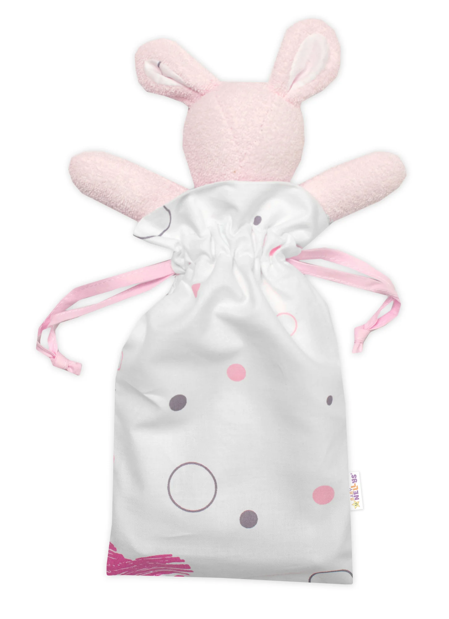 Baby Nellys Mazlík, přítulníček Zajíček, froté + bavlna, I love Girl , růžová