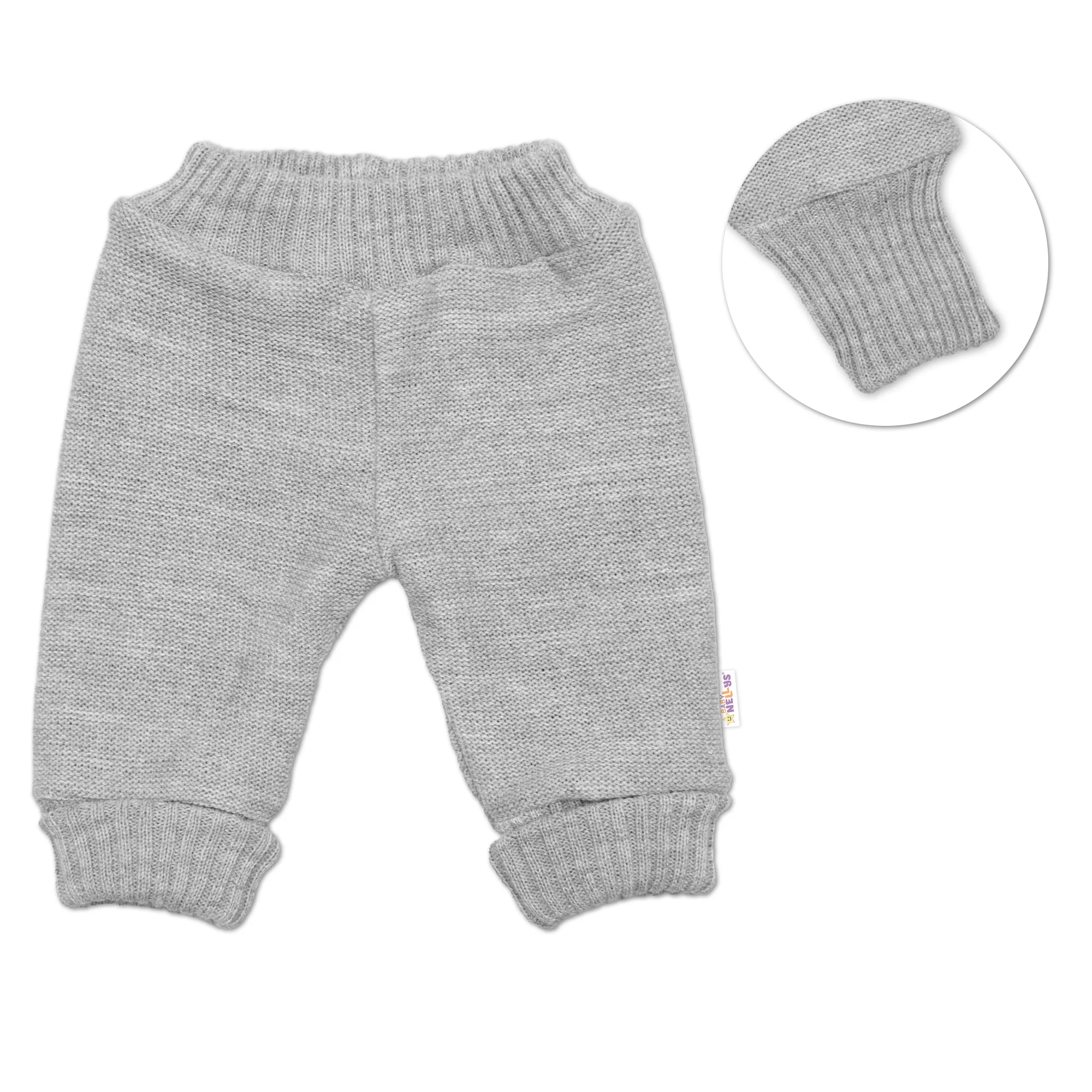 Baby Nellys Rostoucí oboustranné kalhoty Hand Made, modrá-šedá