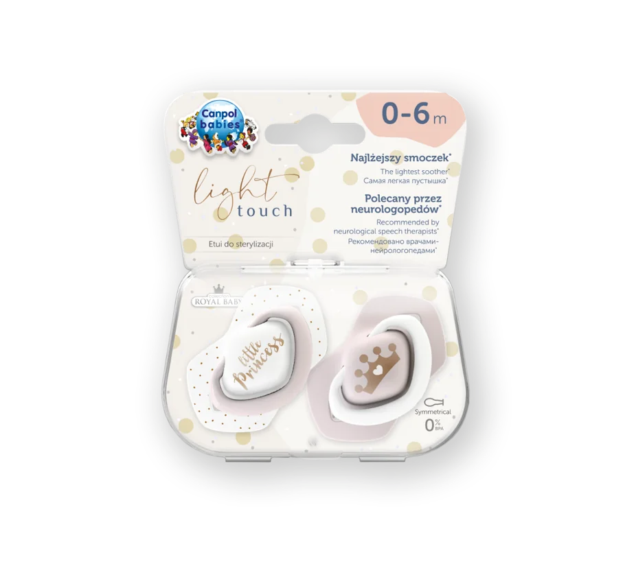 Canpol babies Symetrické silikonové dudlíky 0–6m 2 ks Light touch růžové