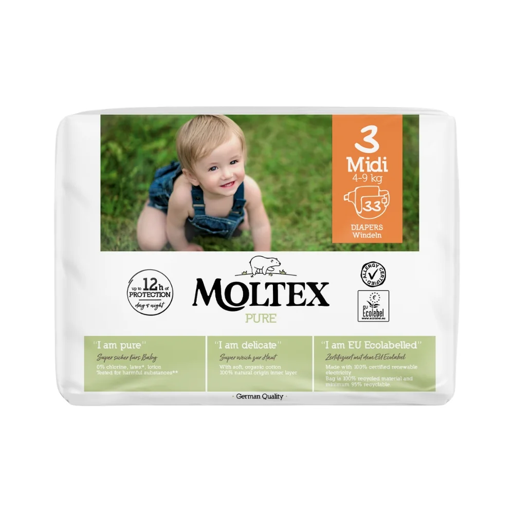 Moltex Pure Midi 4–9 kg dětské pleny 33 ks
