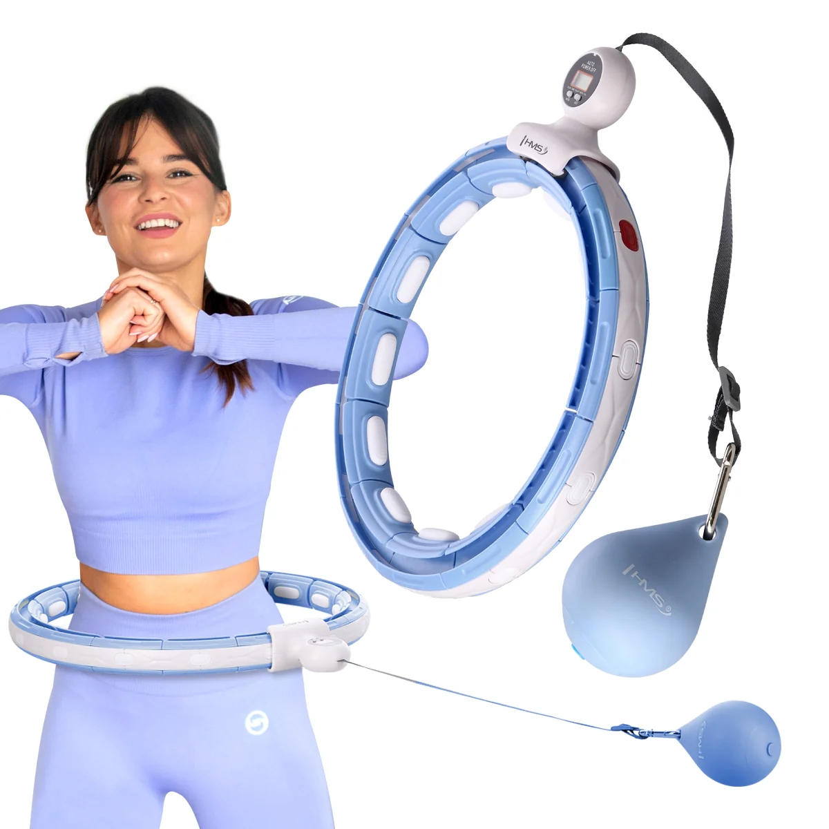 HMS Masážní hula hoop HHM15 se závažím, magnety a počítadlem modrá