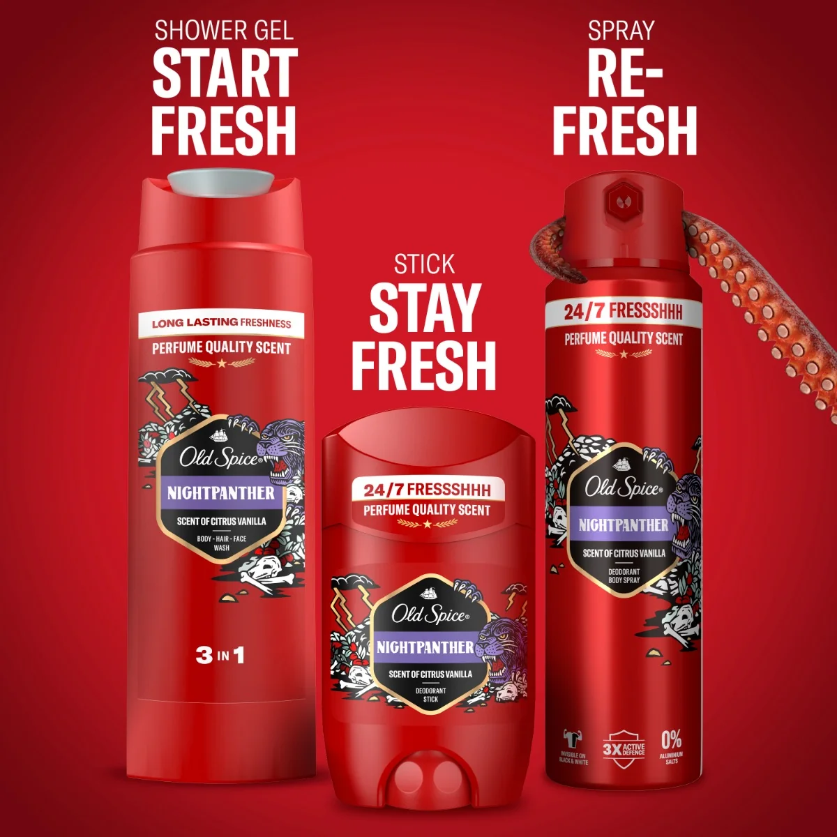 Old Spice Xmass sada Night Panther deodoranty a sprchový gel 3 ks