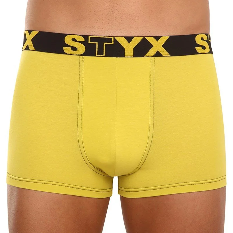 Styx Pánské boxerky sportovní guma zelenožluté (G1065) S 