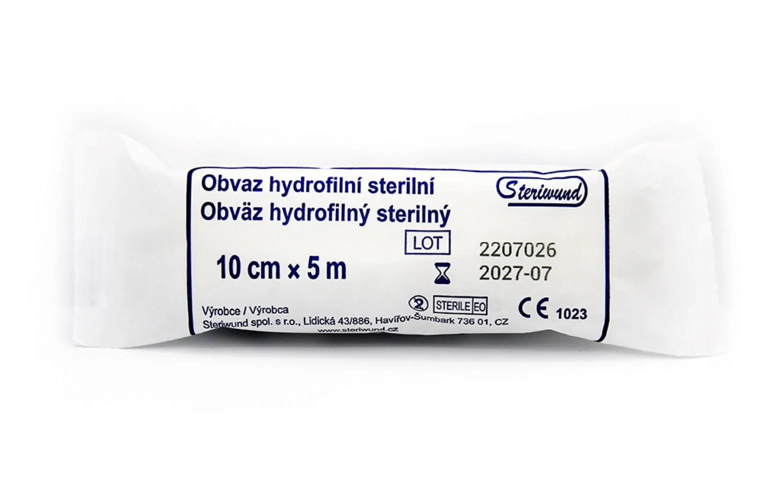 Steriwund Obinadlo hydrofilní pletené sterilní 10 cm x 5 m