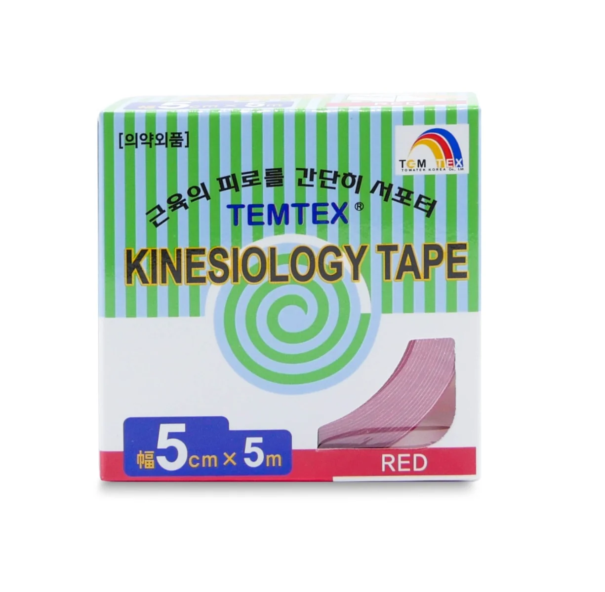 TEMTEX Kinesio tape 5 cm x 5 m tejpovací páska červená