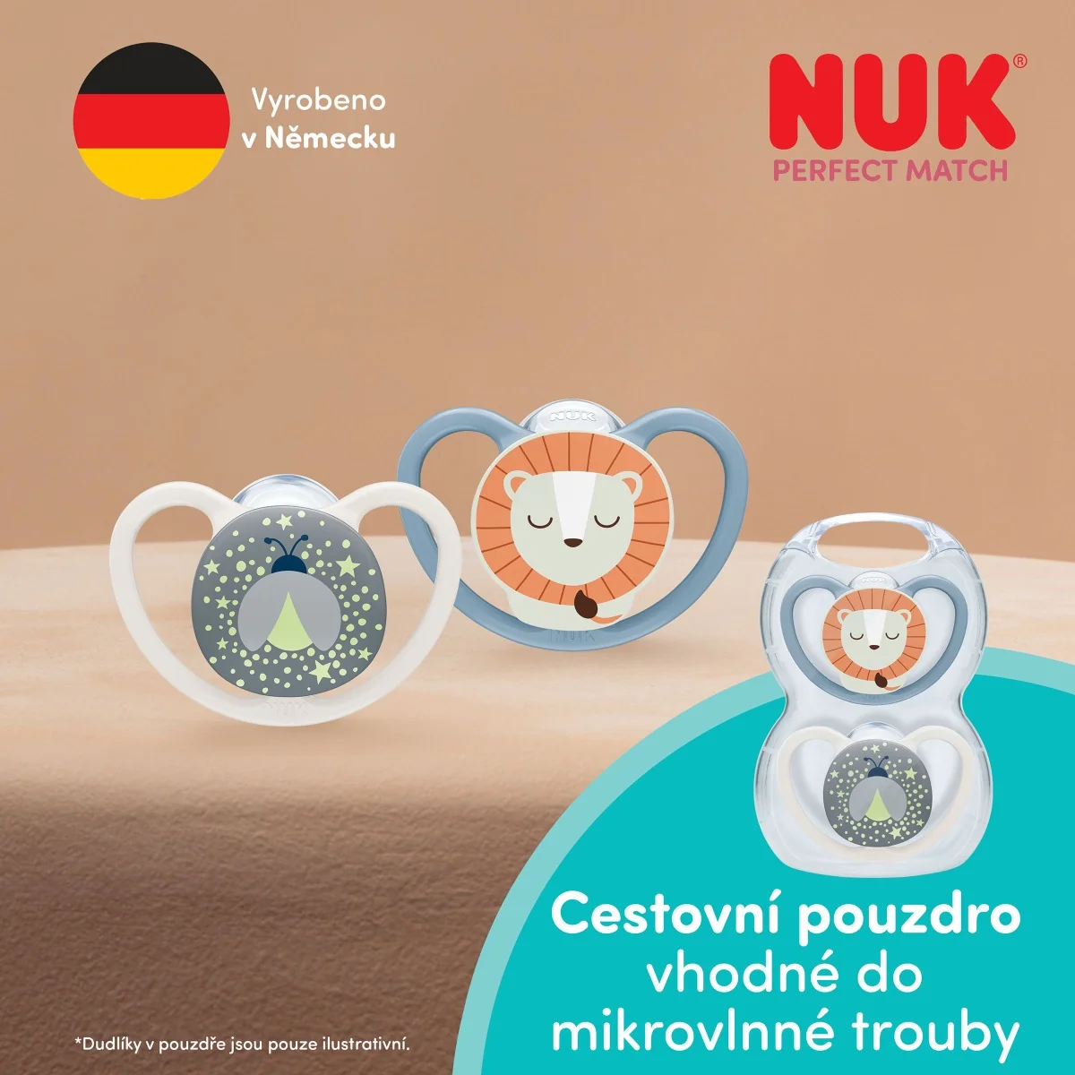NUK Perfect Match Air Night Dudlík 6–18m box 2 ks firefly/lion