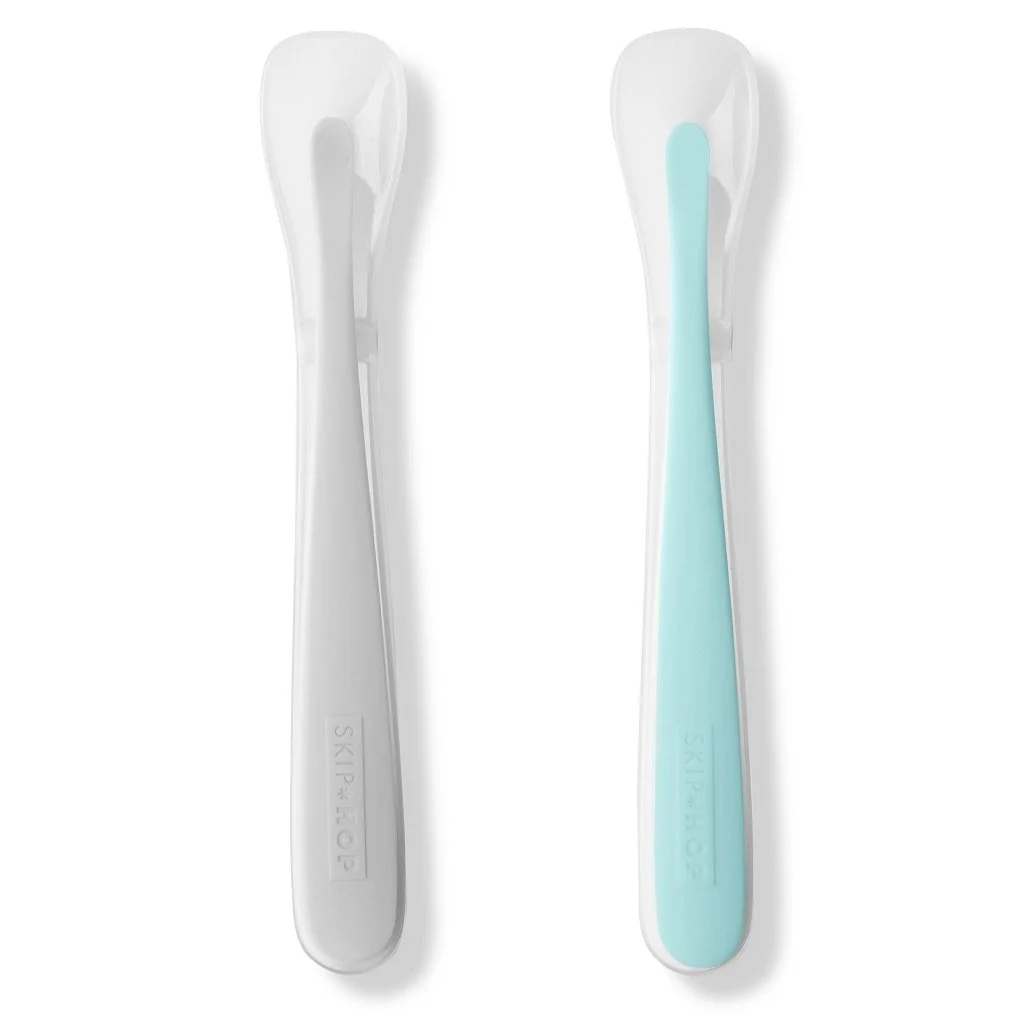 SKIP HOP Set jídelní s hrníčkem 5 ks Easy-Feed Mealtime Set Teal/Grey 6m+