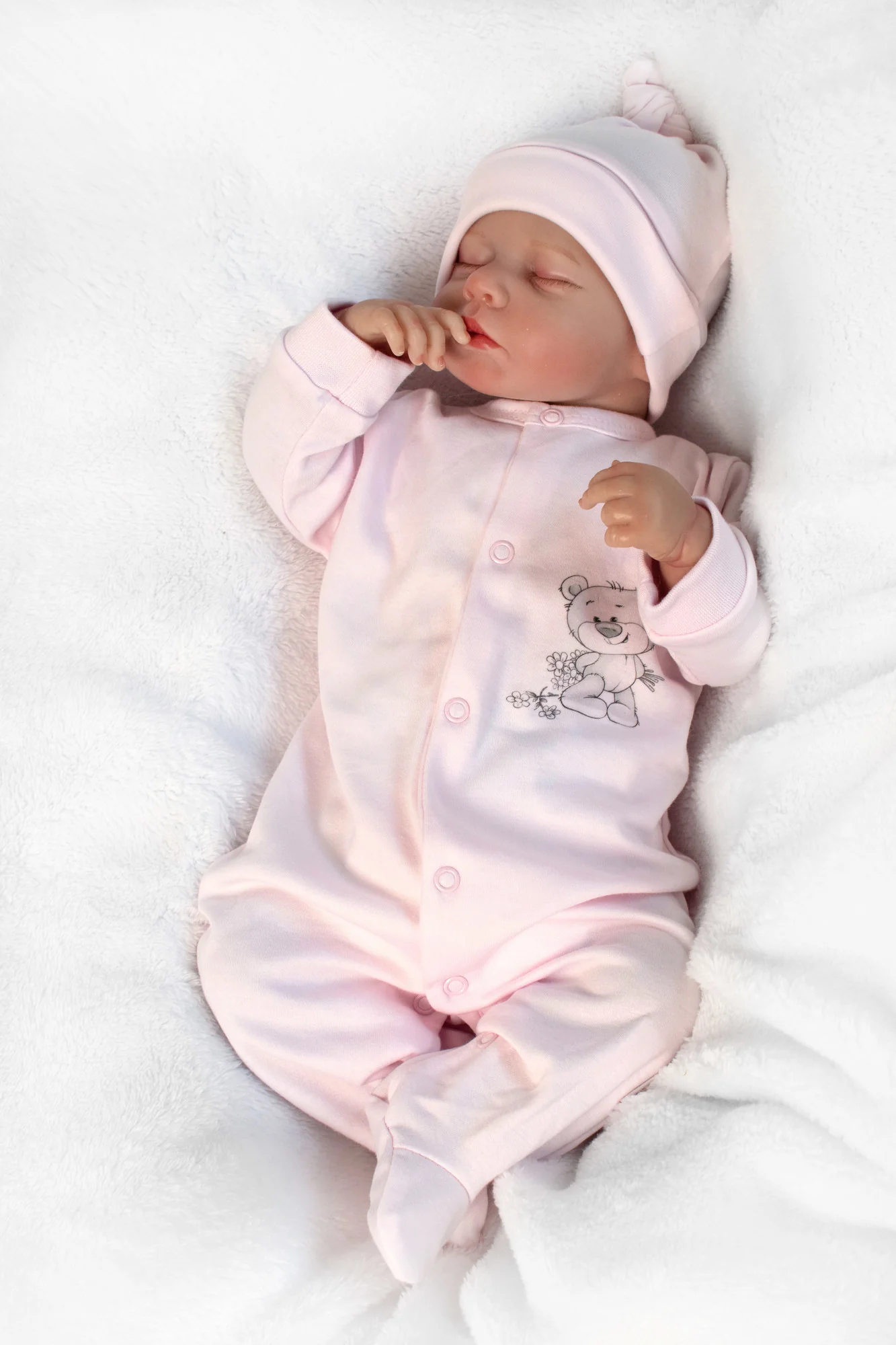 Baby Nellys Soupravička pro miminko, 5D, Little Teddy,růžová, vel. 50