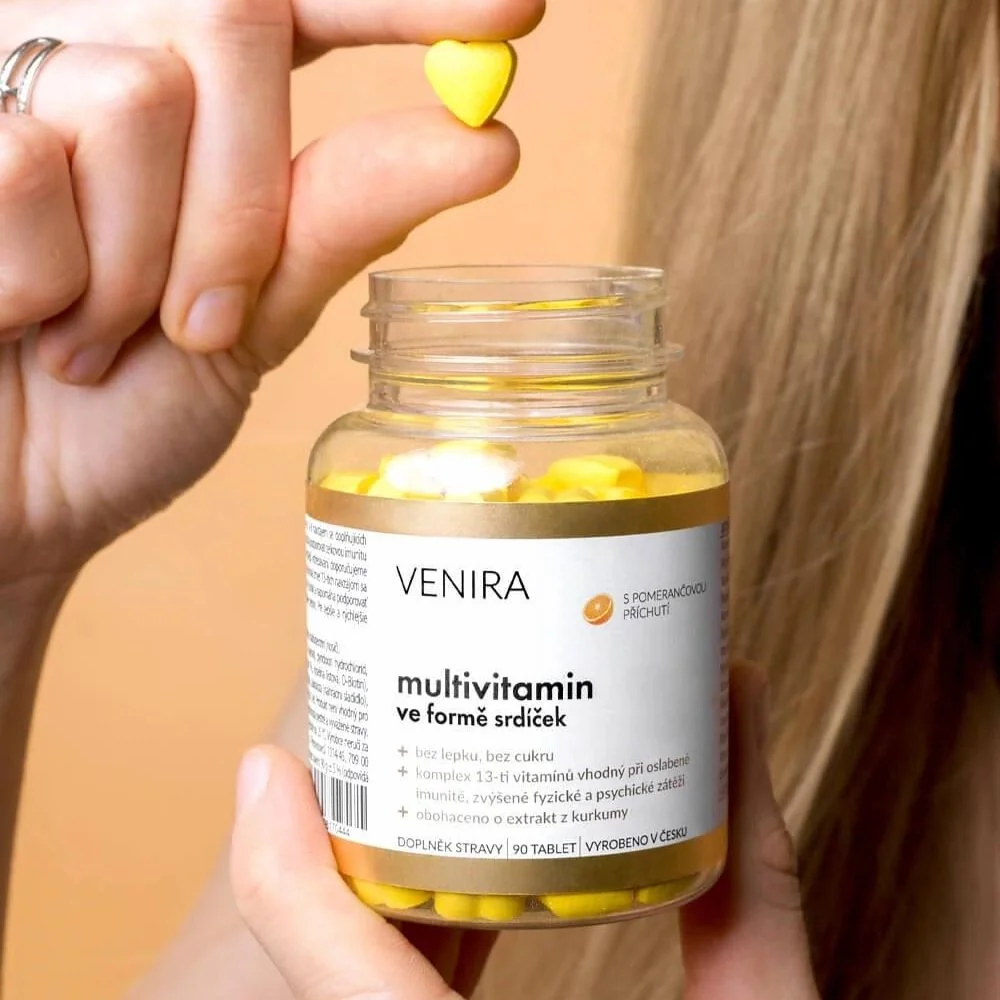 Venira Multivitamin ve formě srdíček pomeranč 90 tablet