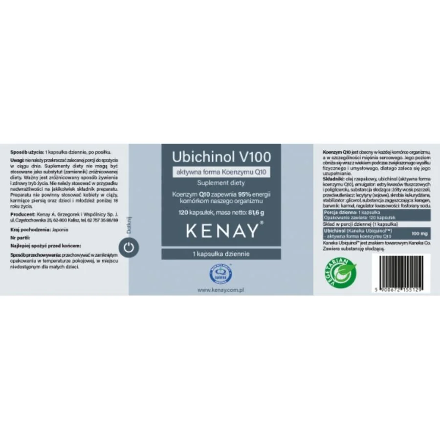 Kenay Ubichinol V100 100 mg 120 kapslí