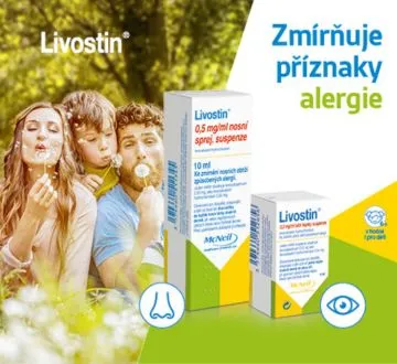 Livostin, zmírňuje příznaky alergie.