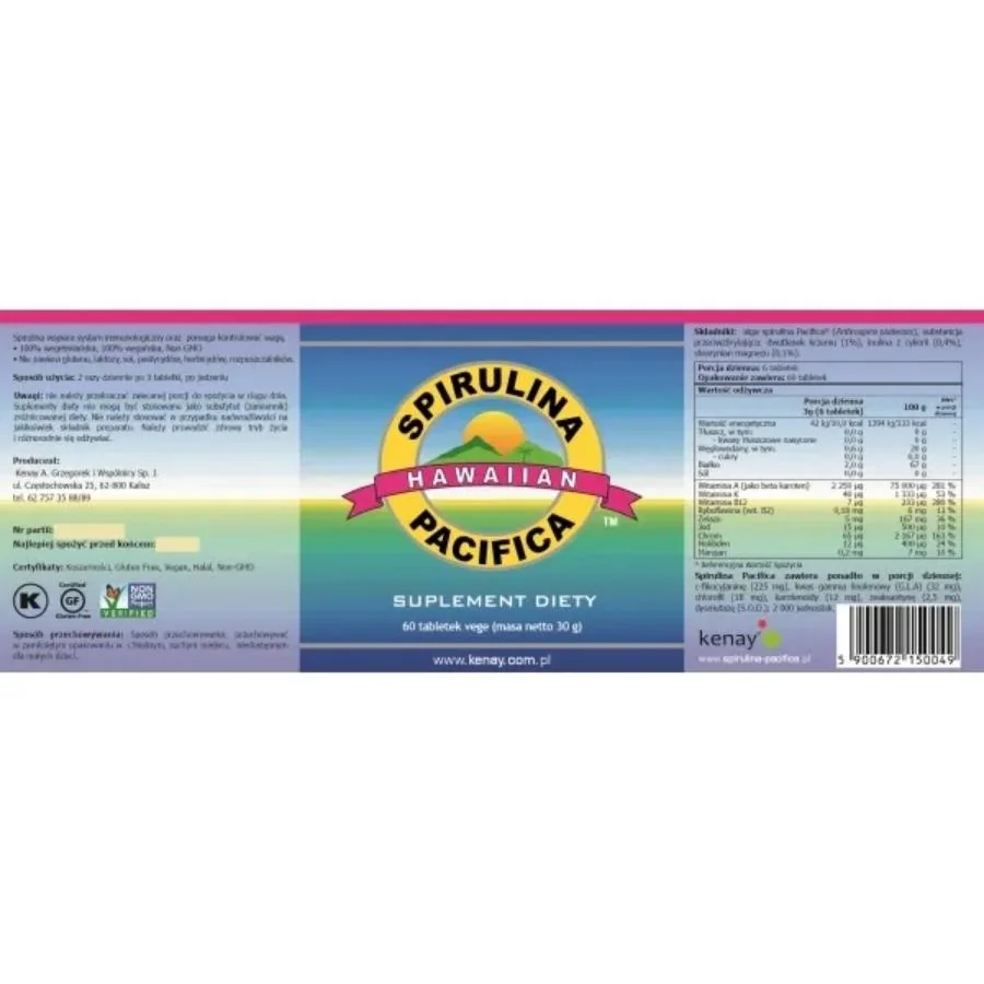 Kenay Spirulina pacifica 60 tablet