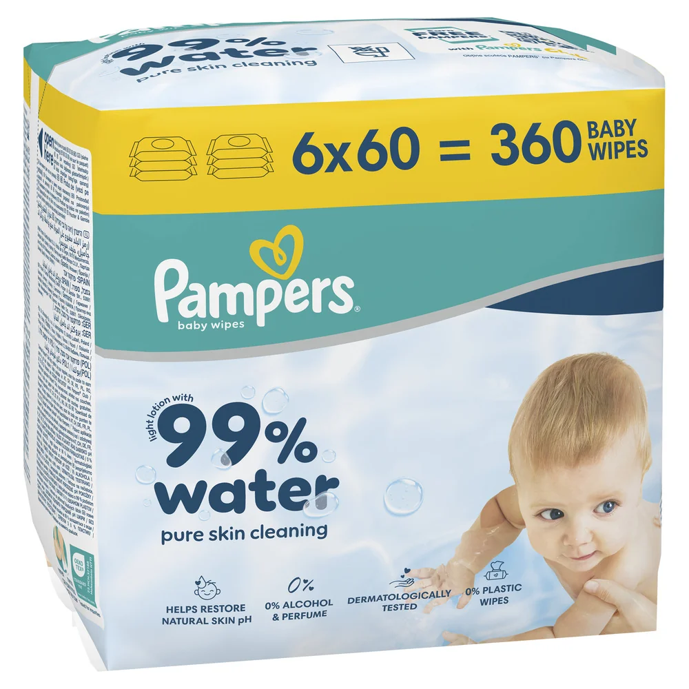 Pampers 99 % Water dětské čisticí ubrousky 6x60 ks