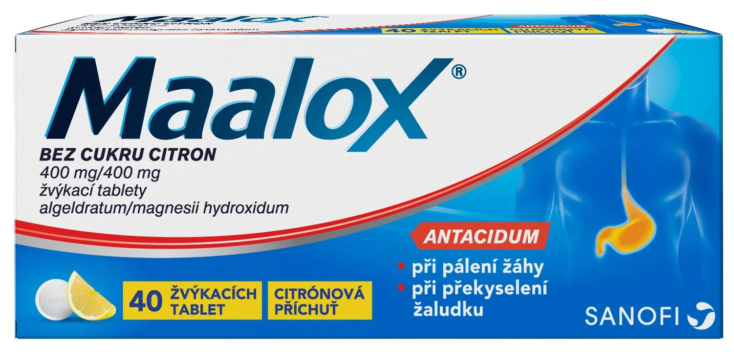 Maalox BEZ CUKRU CITRON 40 žvýkacích tablet