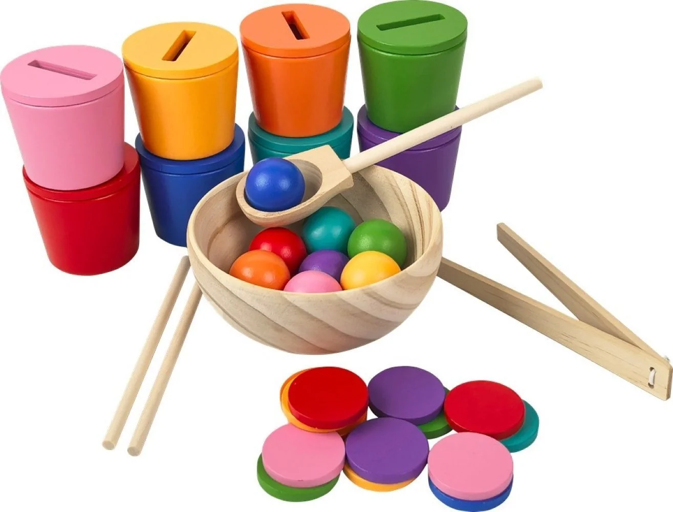 2Kids Toys Duhové kuličky, mince a kalíšky 8 barev
