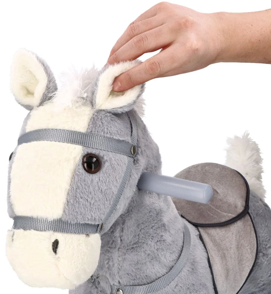 Adam Toys Houpací a jezdící kůň Šedák s kolečky 2v1 - šedý