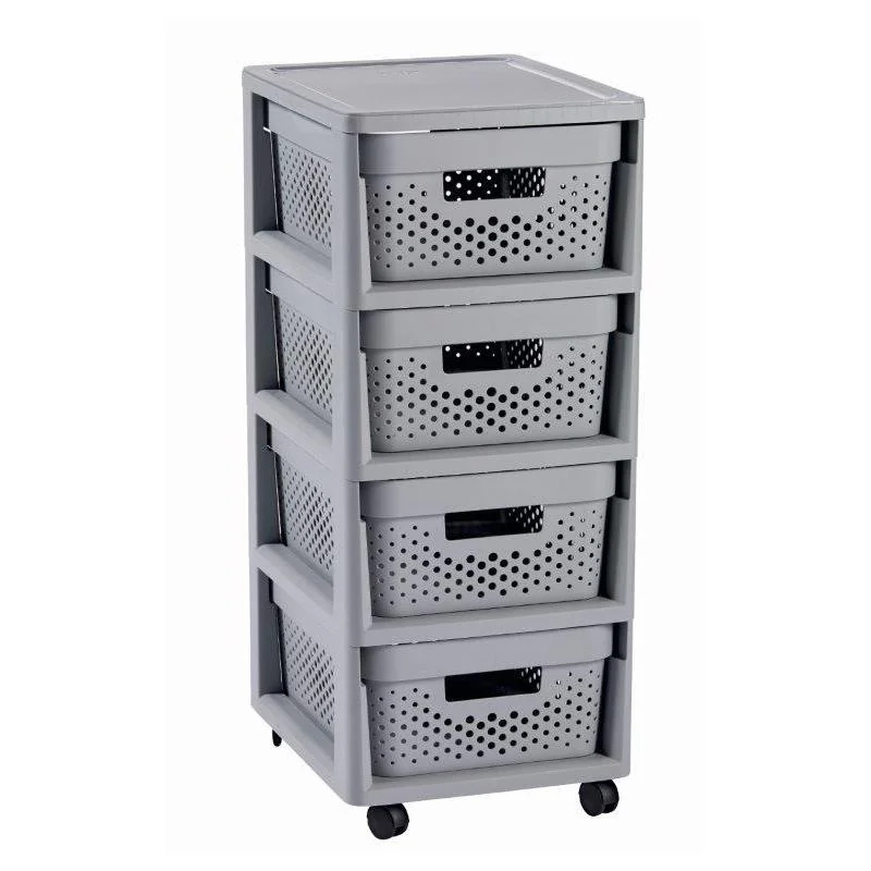 Curver Regál Infinity Dots 4x11L se zásuvkami světle šedý
