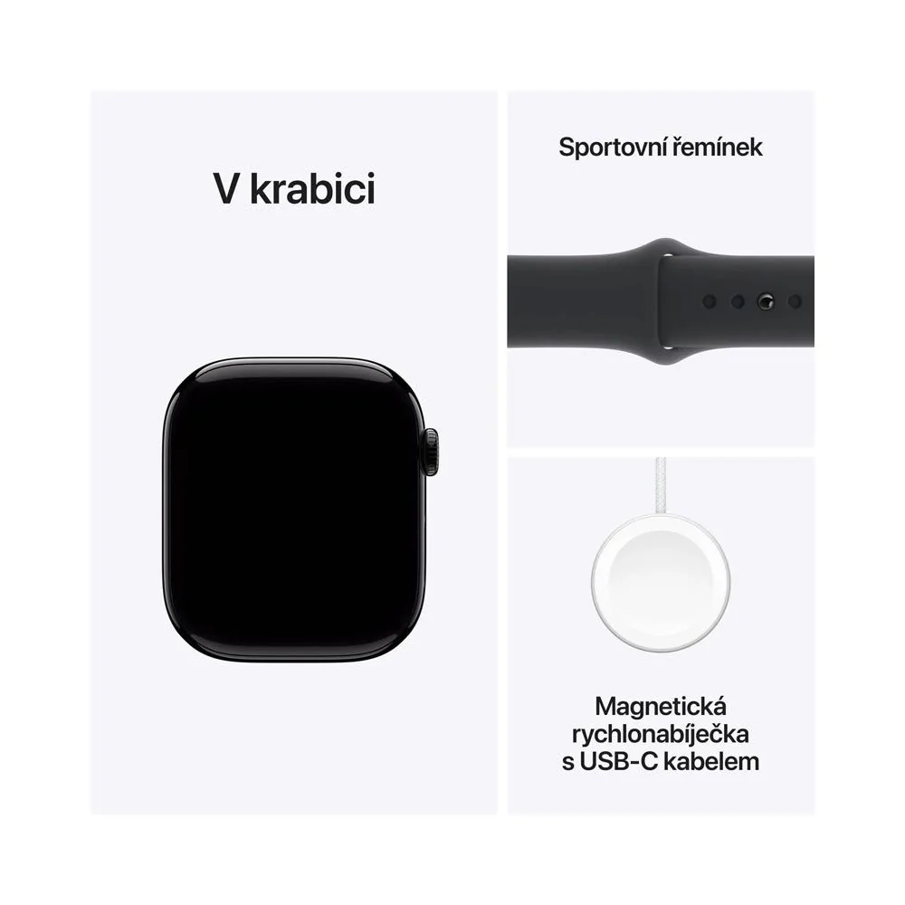 Apple Watch S10 42 mm S/M sport band chytré hodinky black/black