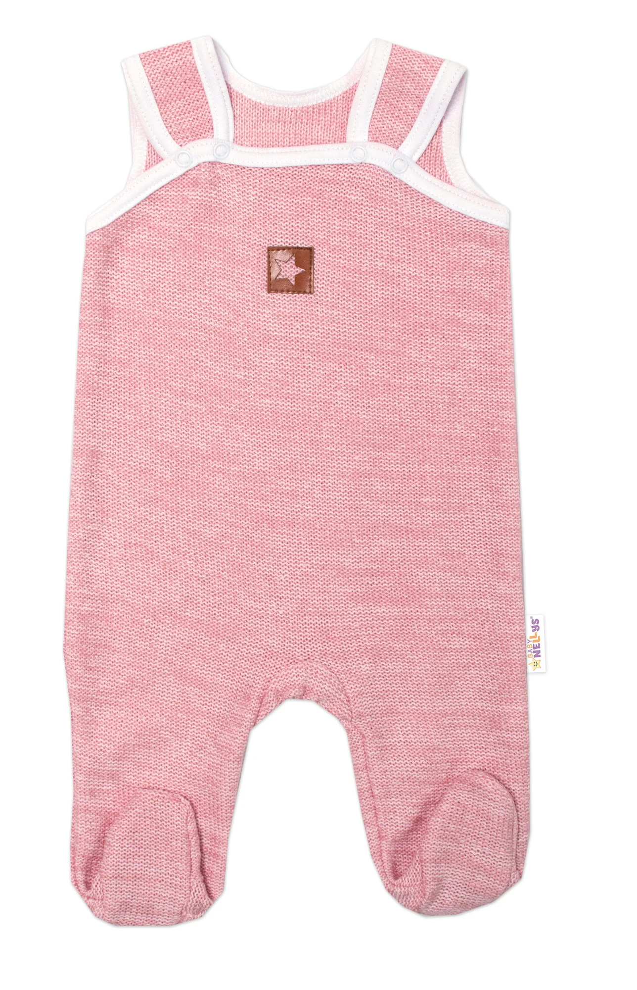 Baby Nellys 2D sada Star, body dl. rukáv,pletené dupačky, růžové,62
