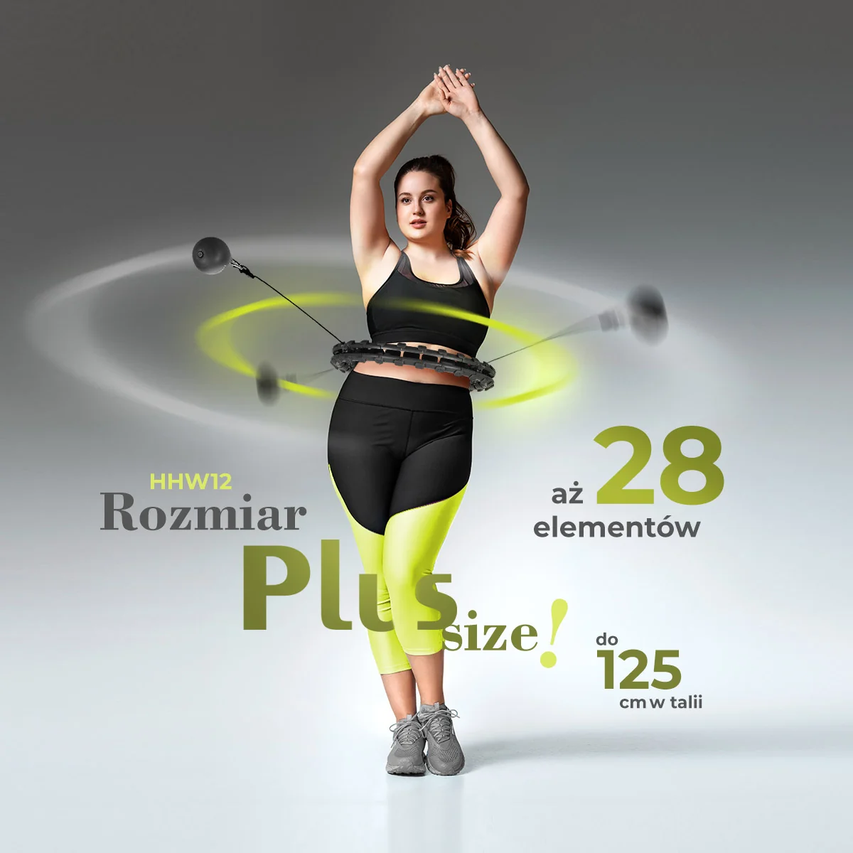 HMS Masážní hula hoop obruč se závažím Plus Size HHW12 - černá