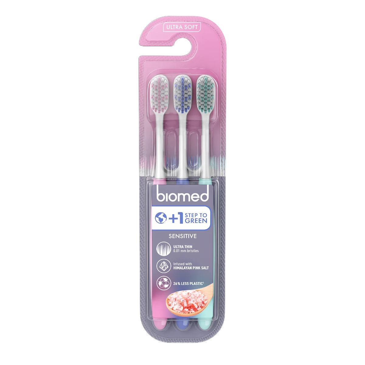 BIOMED Pink Salt Ultra Soft zubní kartáčky 3 ks