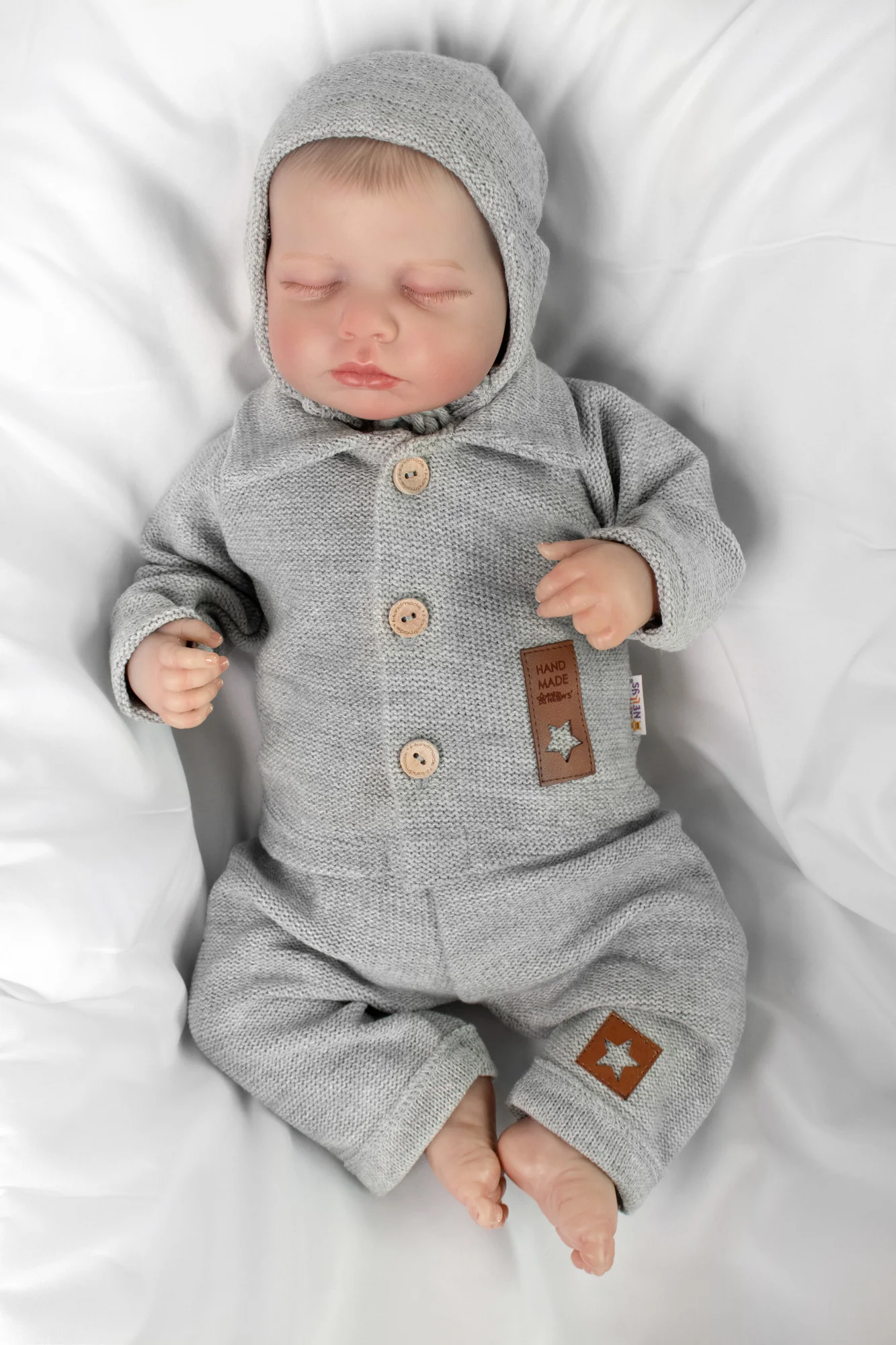Baby Nellys Pletené kalhoty Hand Made Boy,šedé, 68