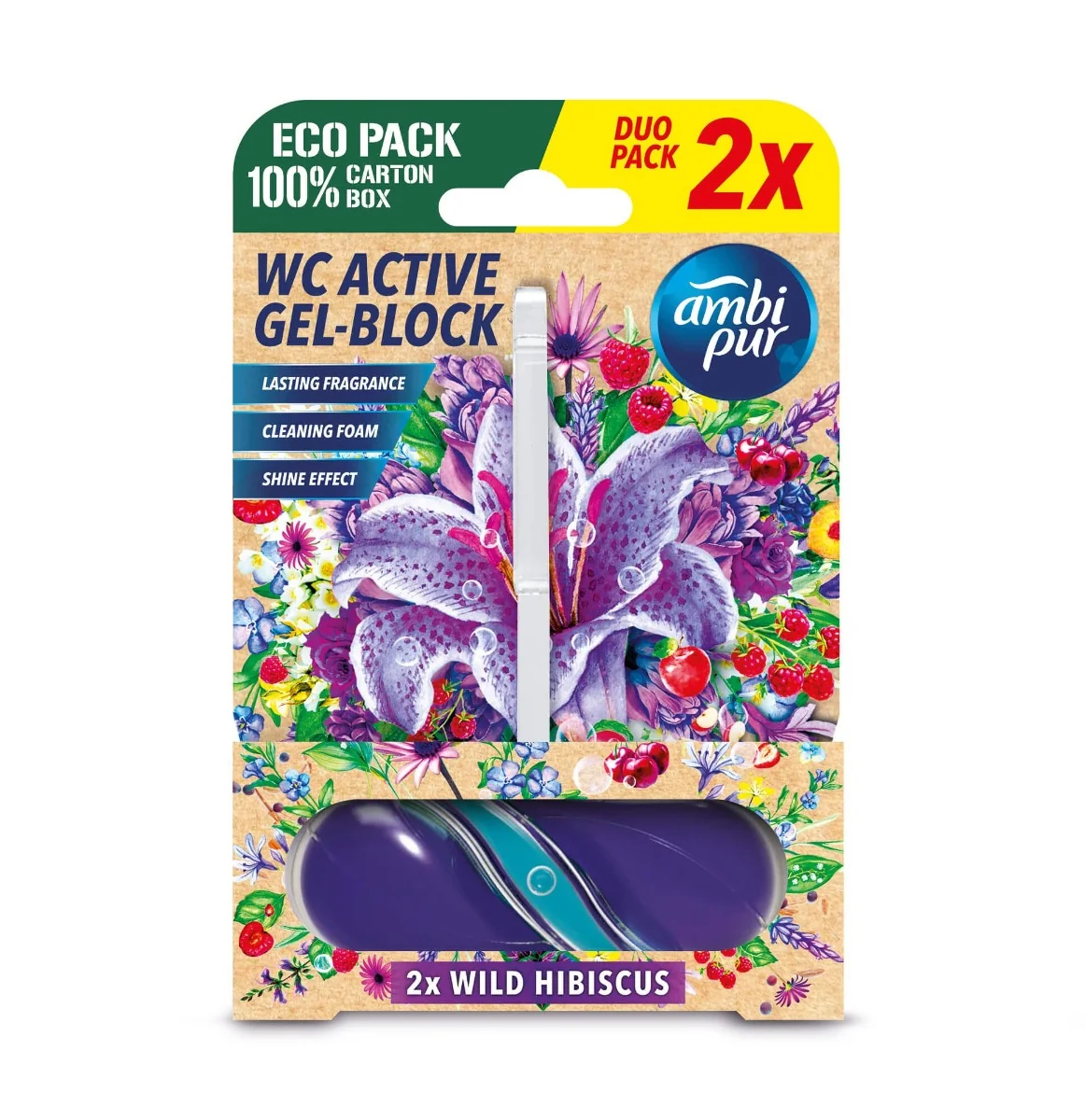 Ambi Pur WC Active gel-blok divoký ibišek 2x45 g