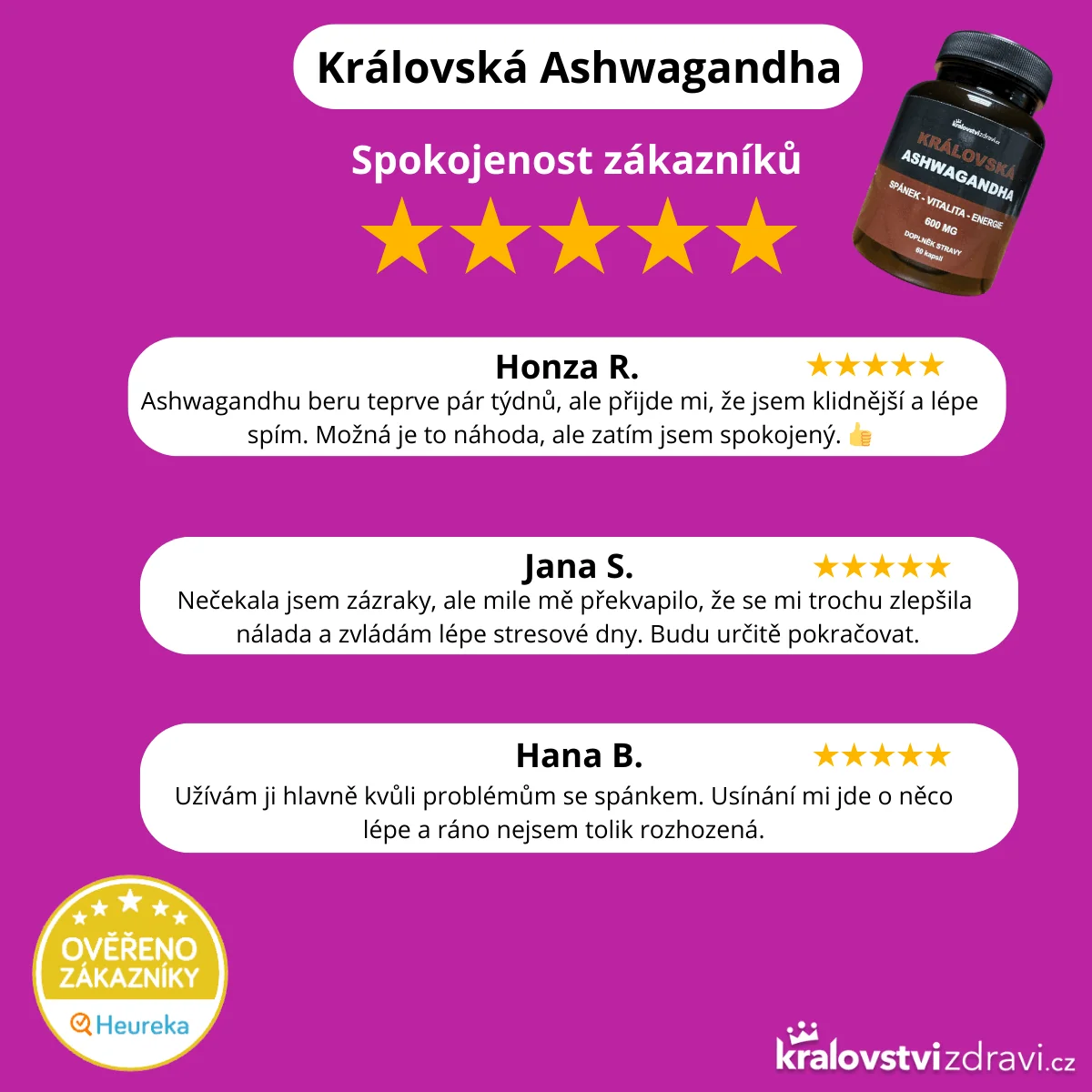 Království zdraví 2+1 Královská Ashwagandha 600 mg, extrakt z Ašvagandy