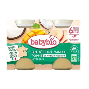 Babybio Svačinka z kokosového mléka s mangem a jablkem 2x130 g