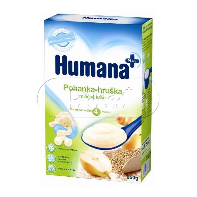 Humana kaše obilno-mléčná 250g pohanka – hruška 4M