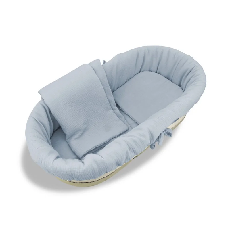 Baby Nellys Mušelínová sada do hluboké korby kočárku 4v1 Nature - jeans
