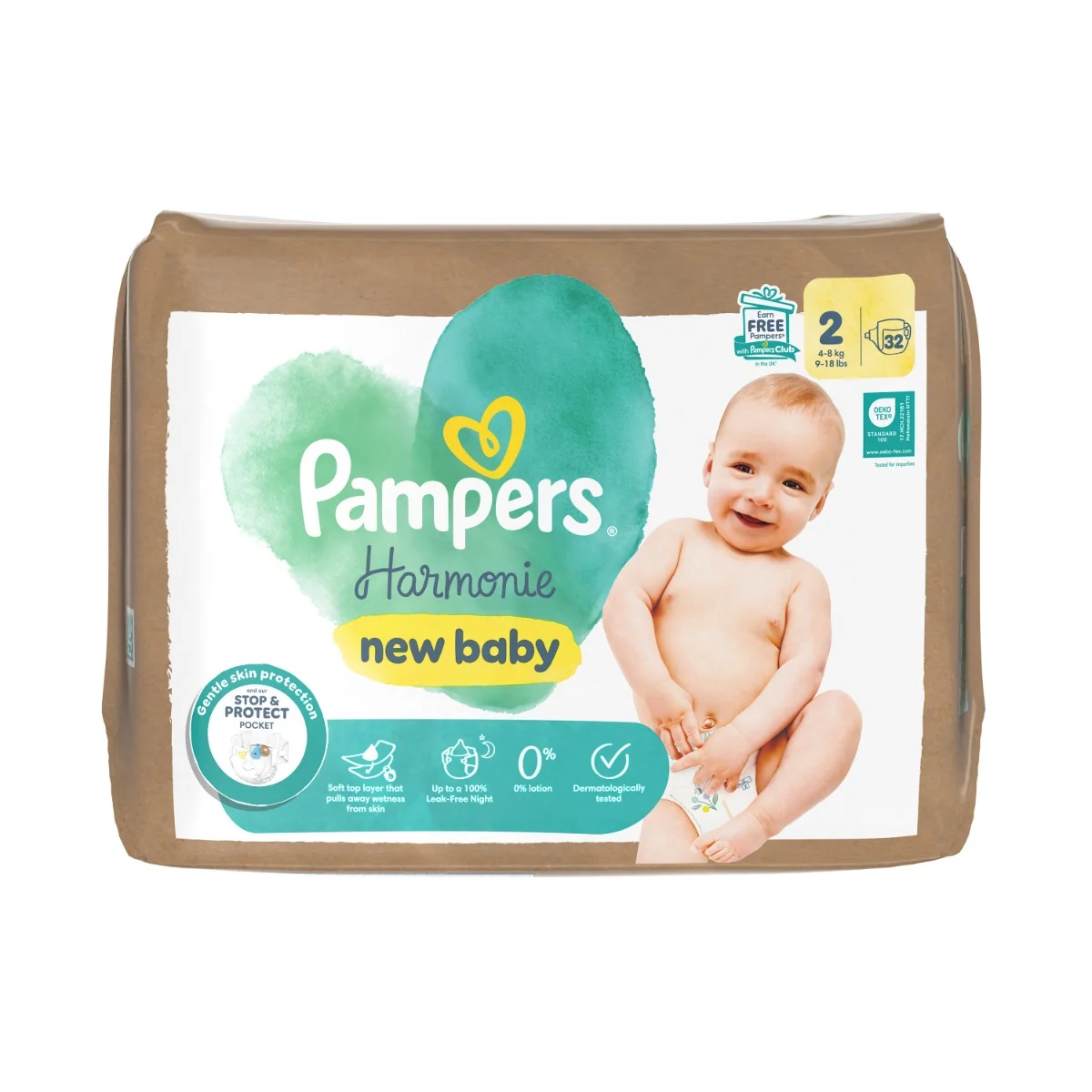 Pampers Harmonie New Baby vel. 2 4–⁠⁠⁠⁠⁠⁠8 kg dětské pleny 32 ks