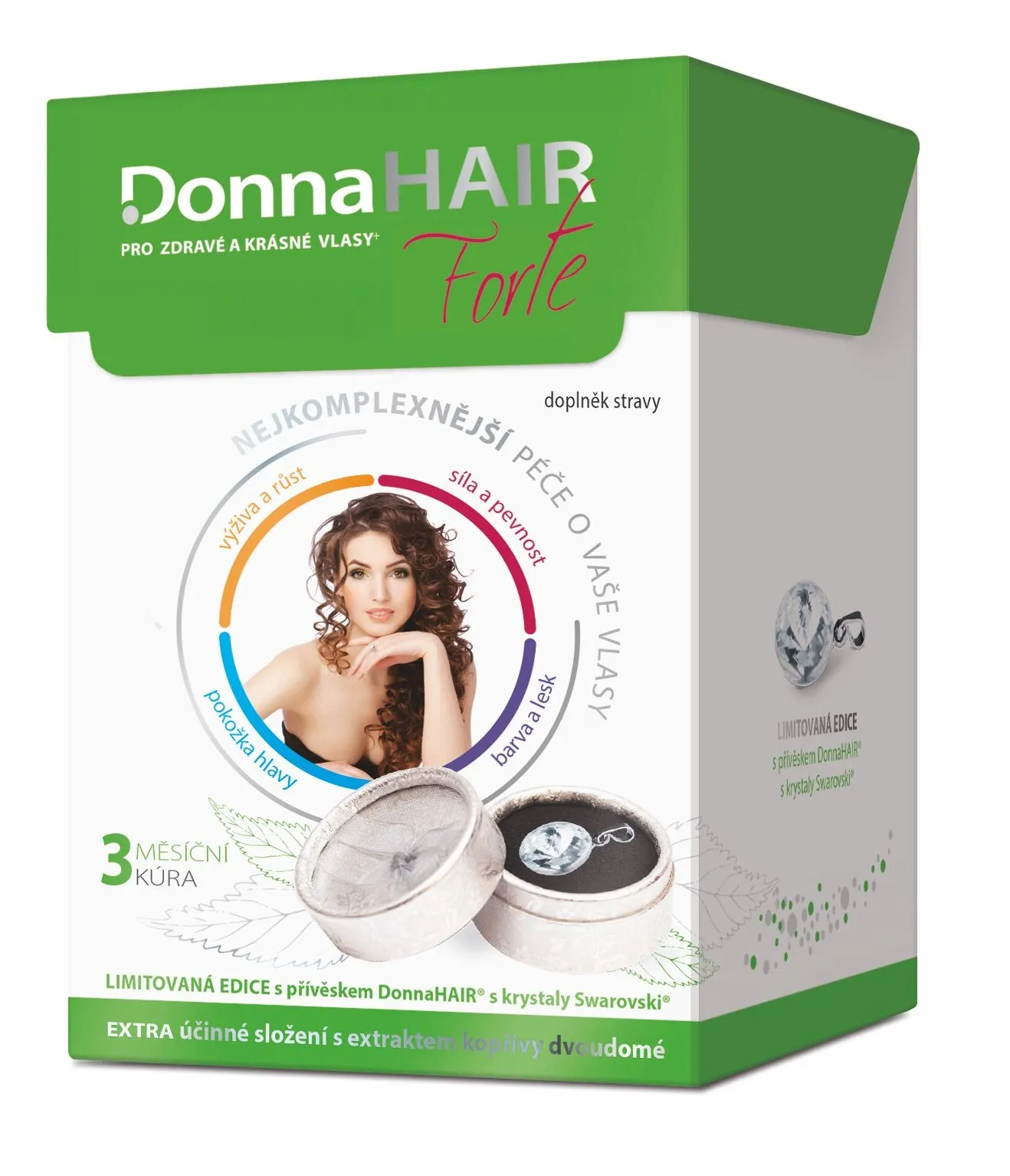 Donna Hair FORTE 3 měsíční kúra 90 tobolek + přívěšek Swarovski Elements