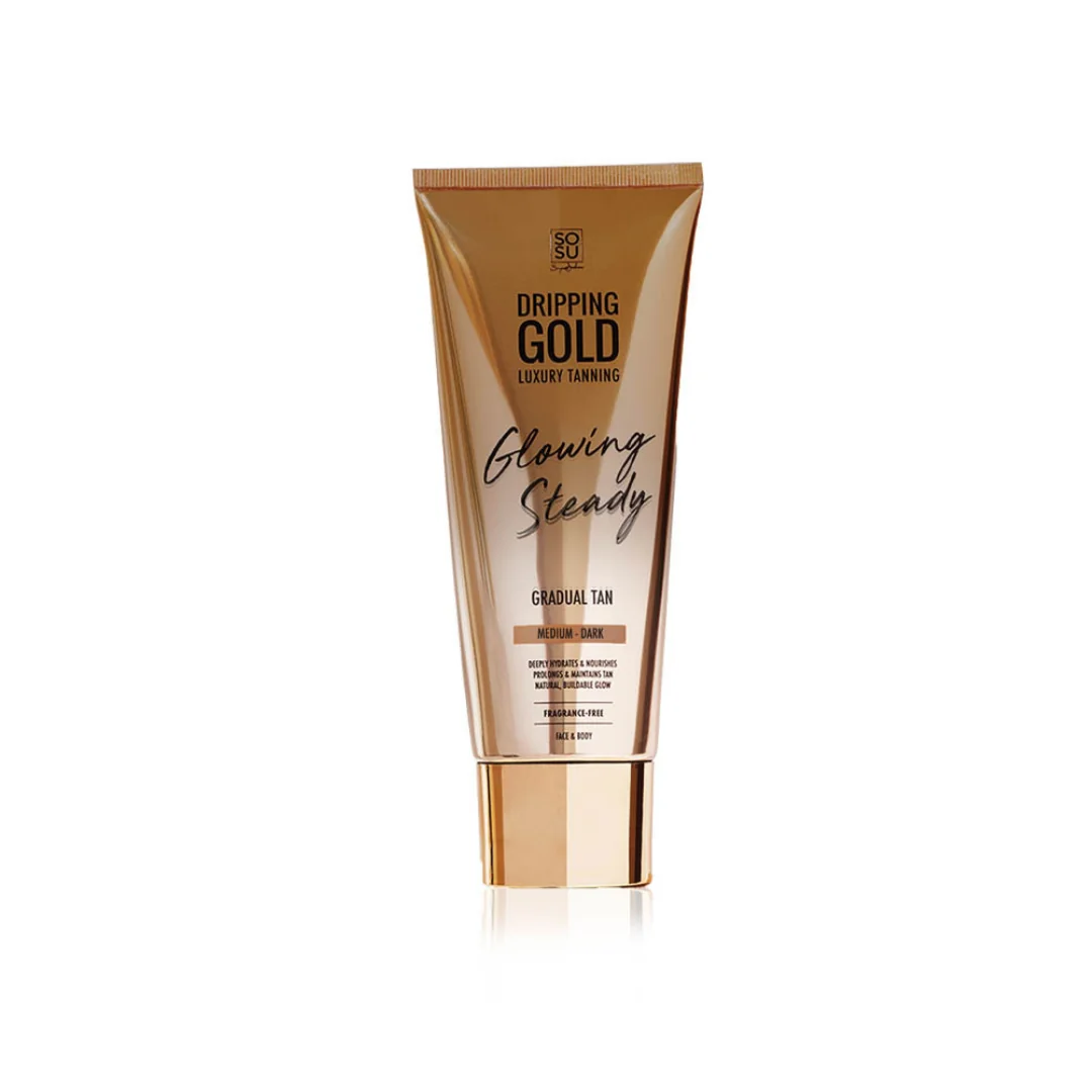 SOSU Dripping Gold Glowing Steady samoopalovací krém Gradual Tan medium, dark 200 ml