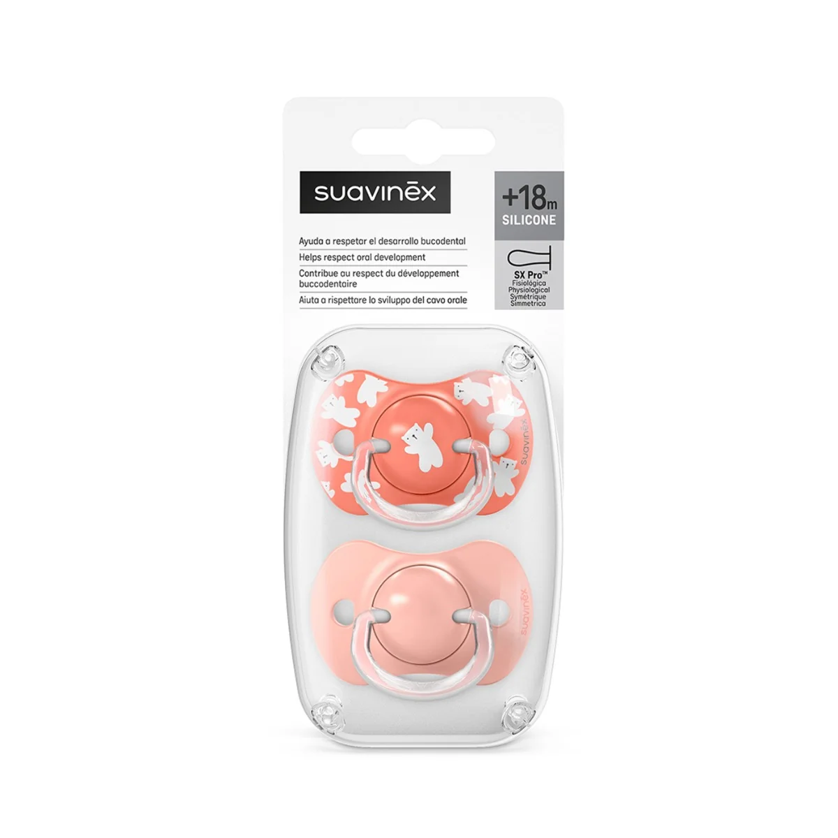 Suavinex Dudlík SX PRO fyziologický WILD & FREE 18m+ 2 ks růžový