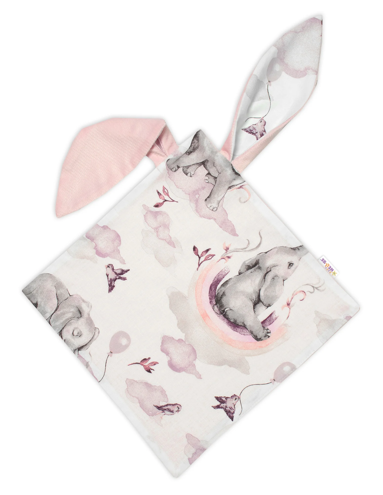 Baby Nellys 6-ti dílná výhod. sada s dárkem pro miminko , 120x90 Slon a duha, růžová/bílá