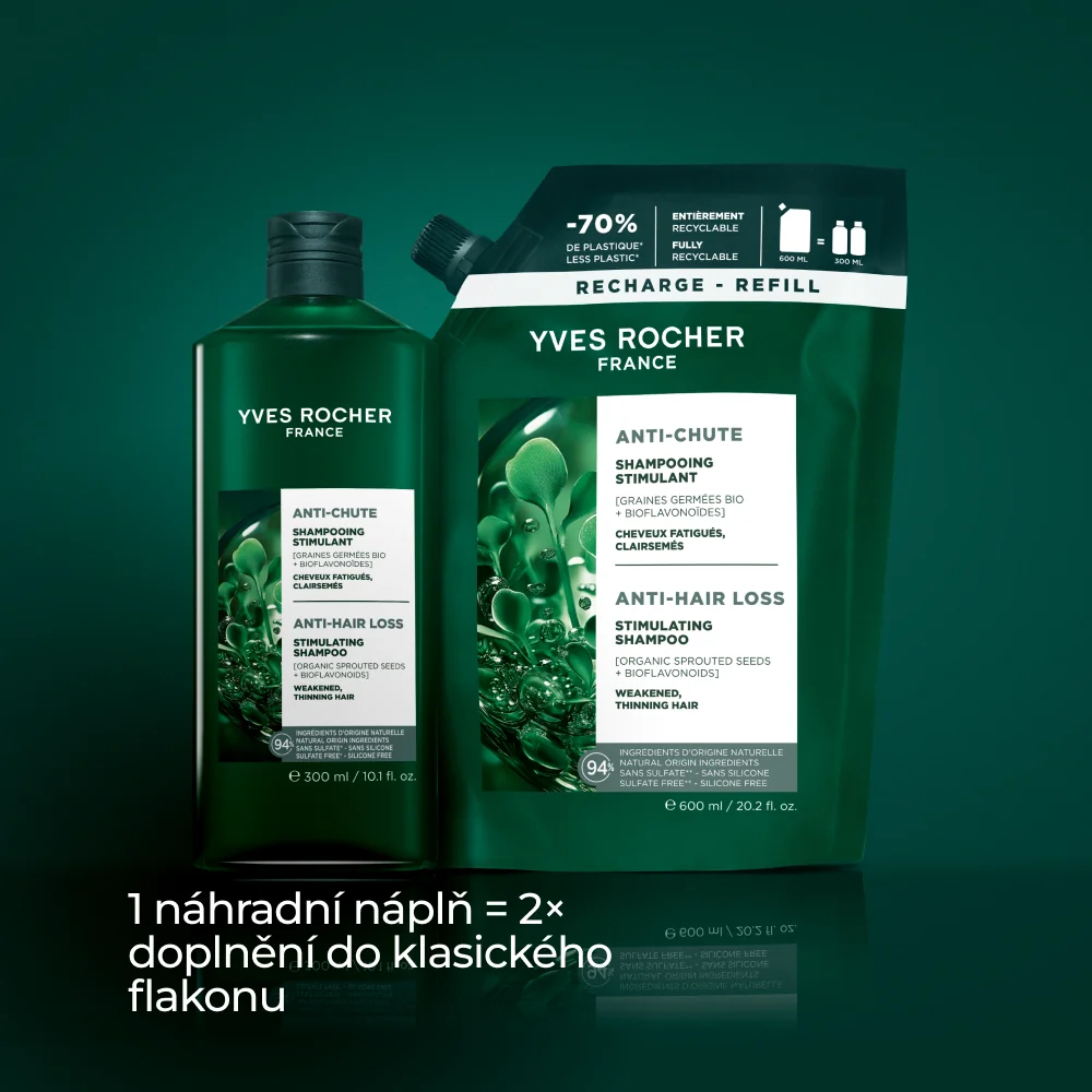 Yves Rocher Haircare Botanical Solutions Šampon na podporu růstu vlasů náplň 600 ml