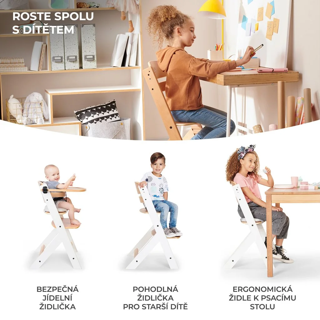 Kinderkraft Židlička jídelní Enock White