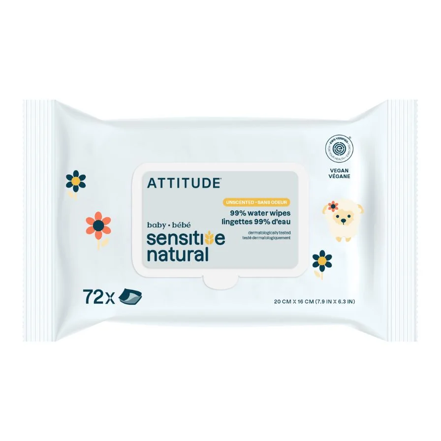 ATTITUDE Sensitive Skin Baby Vlhčené ubrousky s ovsem 72 ks