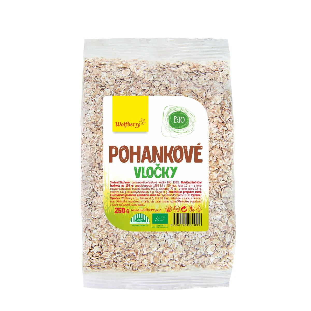 Wolfberry Pohankové vločky BIO 250 g