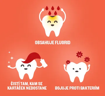 Dětská ústní voda LISTERINE® SMART RINSE® MILD BERRY s jahodovo-malinovou příchutí díky obsahu fluoridů pomáhá předcházet zubnímu kazu