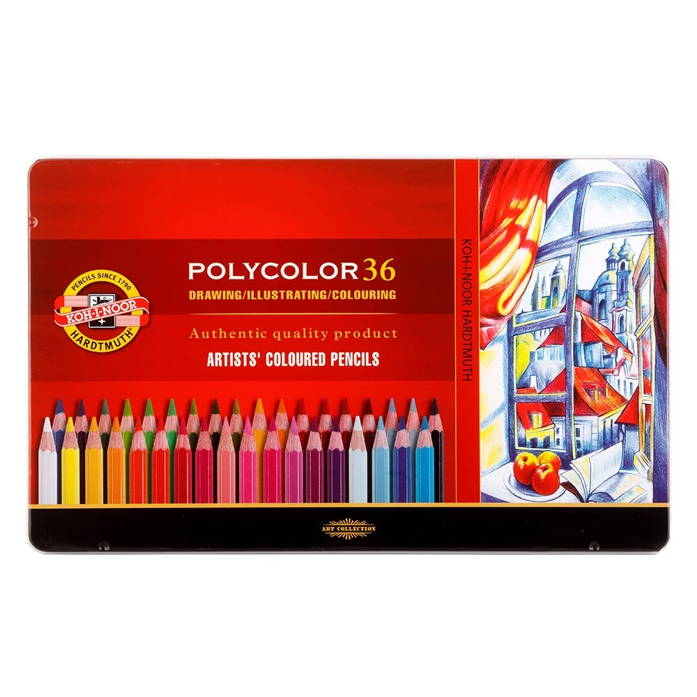 KOH-I-NOOR POLYCOLOR 3825/36 - umělecké pastelky v plechovém pouzdře - 36 ks
