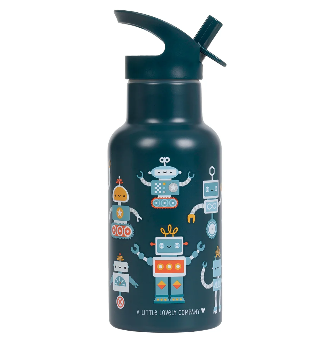 A Little Lovely Company nerezová láhev na pití, 350 ml - roboti