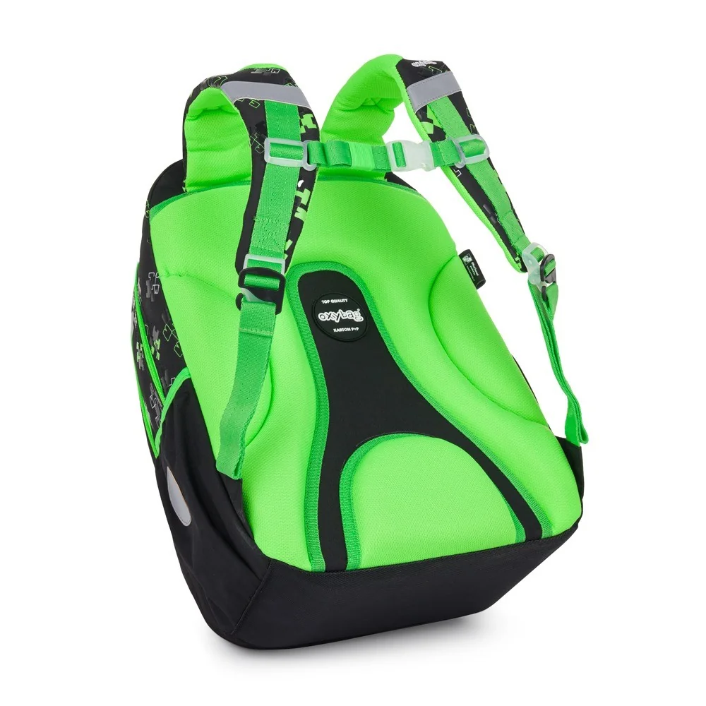 Oxybag OXY NEXT - školní set Green Cubes 3 ks: batoh, penál, sáček batoh, penál, sáček