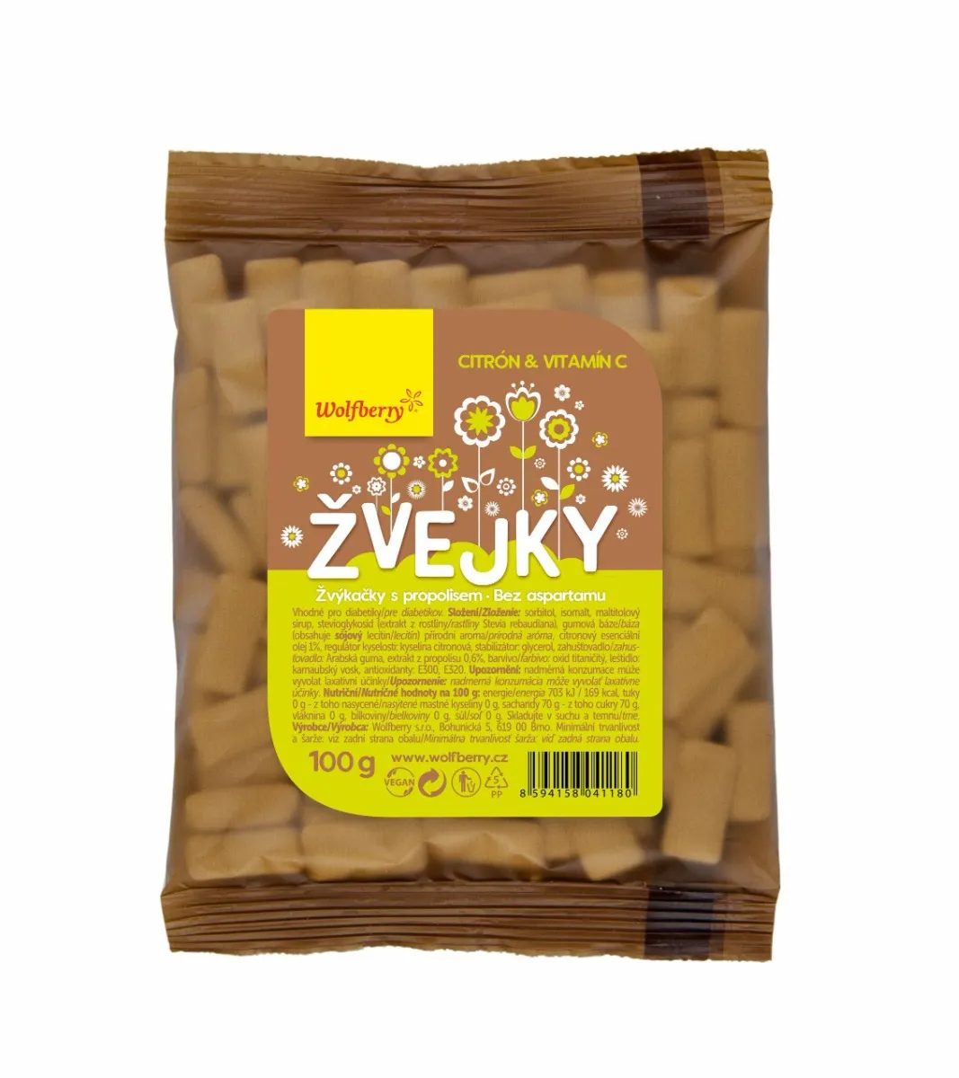 Wolfberry Žvejky s propolisem citrón + vitamín C 100 g