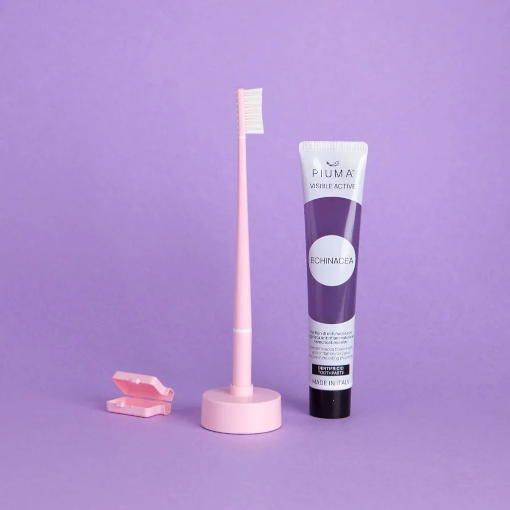 Piuma Dárkový set na péči o zuby s echinaceou 4 ks Baby Pink