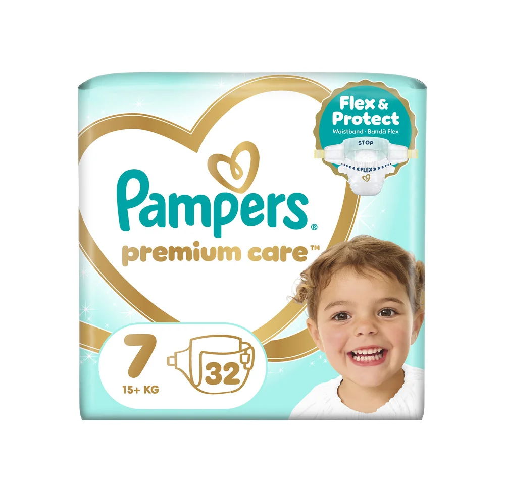 Pampers Premium Care vel. 7 15+ kg dětské pleny 32 ks