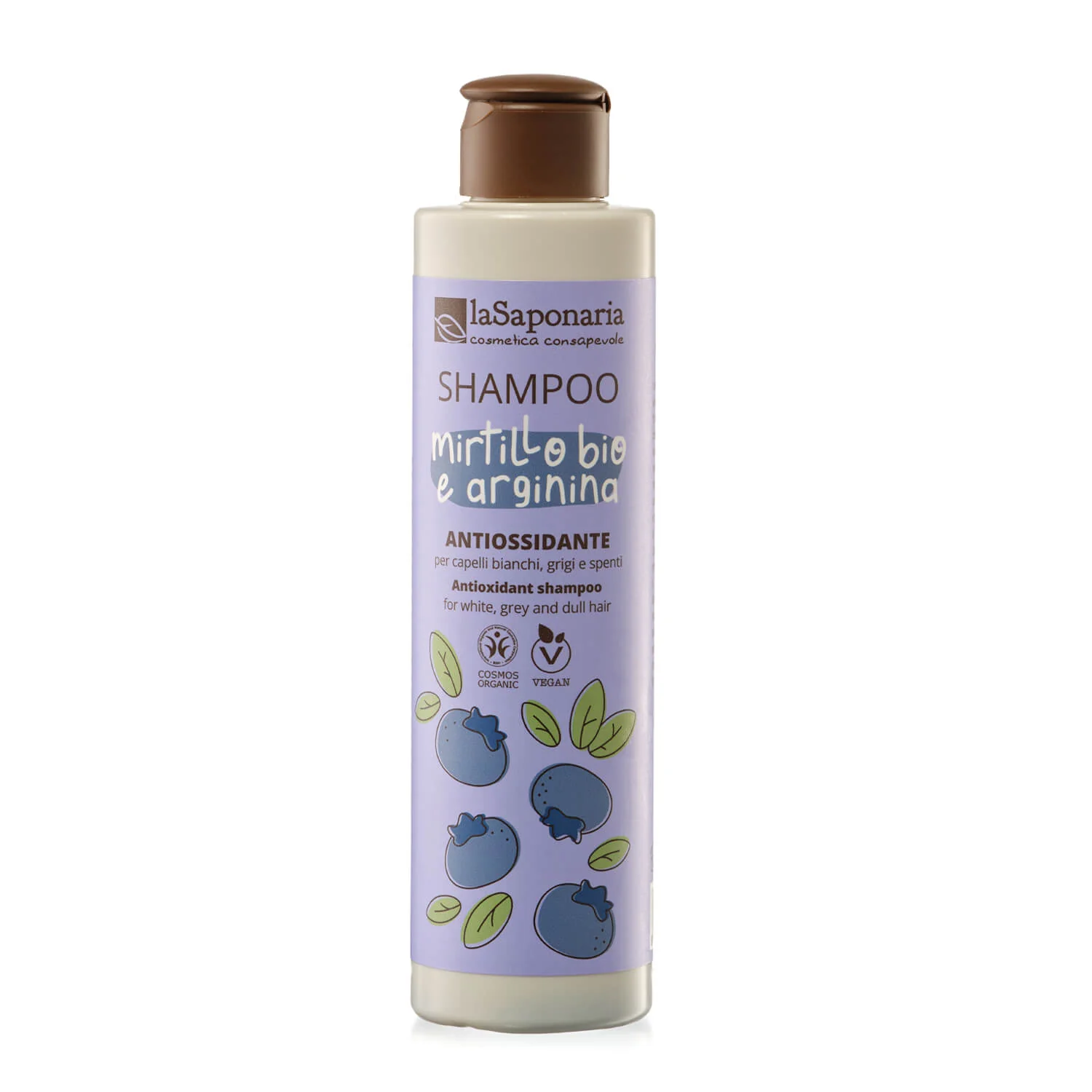 laSaponaria Antioxidační šampon na šedivé vlasy s BIO borůvkou a argininem 200 ml